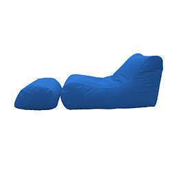 Alter Chaise longue de salon moderne, Made in Italy, Fauteuil avec repose-pieds en nylon, Pouf rembourré pour chambre, 120x80h60 cm, Couleur bleu