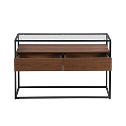 Acheter Vente-Unique Console avec 2 tiroirs en MDF, verre trempé et métal - Naturel foncé - CAMATA