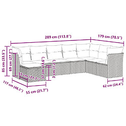 vidaXL Salon de jardin 8 pcs avec coussins noir résine tressée pas cher