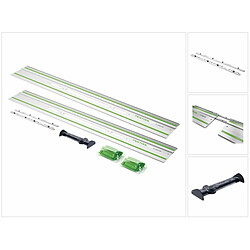 Festool FS 1400/2-KP 2x Rail de guidage 1400mm + Butoir FS/2-AW + Pièce de raccordement FSV/2 pour scie portative, scie plongeante et scie sauteuse / défonceuse