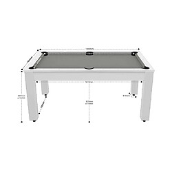 Avis De Faugeres Billard convertible table 6 personnes Texas blanc laqué et gris (tapis)