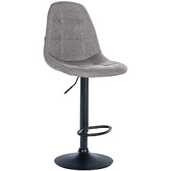 Decoshop26 Tabouret de bar x1 avec repose-pieds hauteur réglable pivotant assise en tissu gris cadre métallique noir 10_0004840