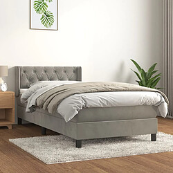 vidaXL Sommier à lattes de lit et matelas Gris clair 80x200 cm Velours