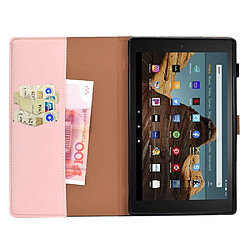 Etui en PU magnétique avec support et porte-cartes pour votre Amazon Fire HD 10 (2015)/(2017)/(2019) - rose