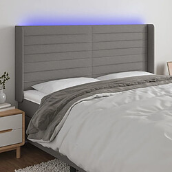 Maison Chic Tête de lit scandinave à LED,meuble de chambre Gris foncé 203x16x118/128 cm Tissu -MN37099