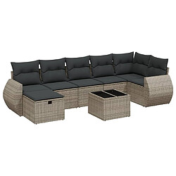 Maison Chic Ensemble Tables et chaises d'extérieur 8 pcs avec coussins,Salon de jardin gris résine tressée -GKD590634