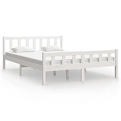 Maison Chic Lit adulte 150x200cm - Cadre de lit,Structure du lit Contemporain pour chambre Blanc Bois massif très grand -MN62132