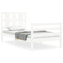 Maison Chic Cadre/structure de lit avec tête de lit pour adulte - Lit Moderne Chambre blanc petit simple bois massif -MN13355