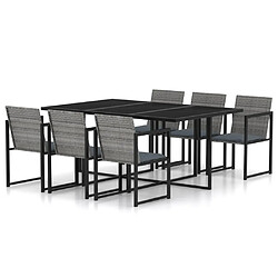 Maison Chic Mobilier à dîner 7 pcs de jardin avec coussins - Ensemble table et chaises d'extérieur - Salon/Mobilier de jardin classique Résine tressée Gris -MN43025