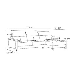 Courtois Laville Canapé d'angle droit , tissu beige, 4 places TAUNUS pas cher