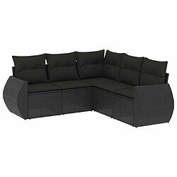 Maison Chic Ensemble de 5 Tables et chaises d'extérieur avec coussins,Salon de jardin noir résine tressée -GKD143527