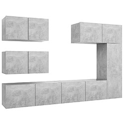 Maison Chic Ensemble de meubles TV 6 pcs | Banc TV Moderne pour salon | Meuble de Rangement - Gris béton Aggloméré -MN56836