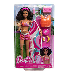 Mattel Barbie Coffret Surf avec Poupée Mannequin Malibu et Accessoires Multicolore pas cher