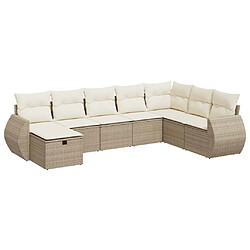 vidaXL Salon de jardin avec coussins 8 pcs beige résine tressée