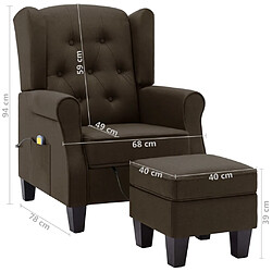 vidaXL Fauteuil de massage avec repose-pied Marron Tissu pas cher