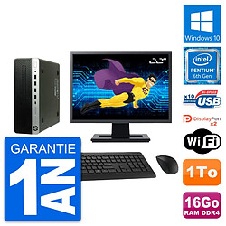 PC HP 600 G3 SFF Ecran 22" Intel G4400 RAM 16Go Disque Dur 1To Windows 10 Wifi - Occasion