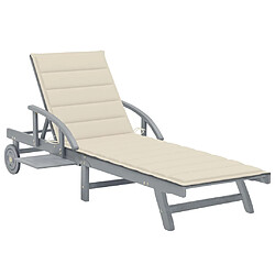 vidaXL Chaise longue de jardin avec coussin Bois d'acacia solide