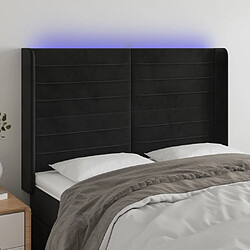 vidaXL Tête de lit à LED Noir 147x16x118/128 cm Velours