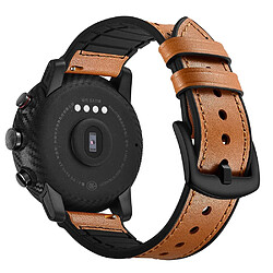 Acheter Bracelet en cuir véritable avec surface de trous marron pour votre Xiaomi Huami Amazfit Watch 2