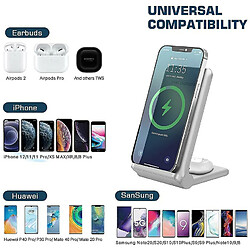 Chrono 20W Rapide Chargeur à Induction Chronus 2 en 1 Chargeur sans Fil Pliable Station de Chargeurs Compatible avec iPhone 12 Pro /12/11Pro/XS/XR/X/8/Air pods Pro/2;Samsung Galaxy S21 /S20 /S10/S9/S8/S7/Buds,(blanc)