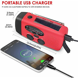 Universal Poignée d'urgence autosuffisante AM/FM NOAA radio météo solaire avec lampe de poche LED, alimentation de 1000 mAh banque pour smartphone