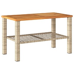 Maison Chic Table de jardin | Table d'extérieur beige 70x38x42 cm résine tressée et bois acacia -GKD53248