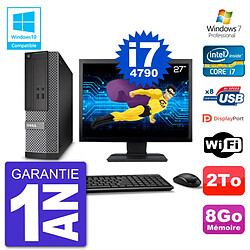 PC Dell 3020 SFF Ecran 27" Intel i7-4790 RAM 8Go Disque 2To Graveur DVD Wifi W7 - Occasion