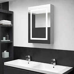 vidaXL Armoire de salle de bain à miroir LED gris béton 50x13x70 cm