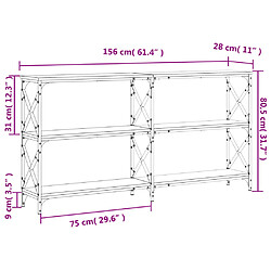 vidaXL Table console chêne fumé 156x28x80,5 cm bois d'ingénierie pas cher