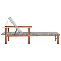 Acheter vidaXL Chaise longue Résine tressée et bois d'acacia massif Gris