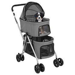 vidaXL Poussette pour chien pliante à 2 niveaux Gris 83x48x97 cm