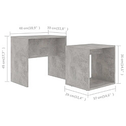 vidaXL Ensemble de table basse Gris béton 48x30x45 cm Bois ingénierie pas cher