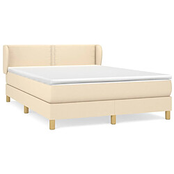 vidaXL Sommier à lattes de lit avec matelas Crème 140x190 cm Tissu