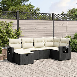 vidaXL Salon de jardin 6 pcs avec coussins noir résine tressée