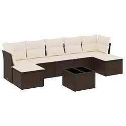 vidaXL Salon de jardin 8 pcs avec coussins marron résine tressée