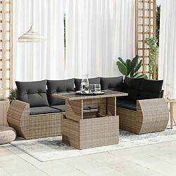 vidaXL Salon de jardin 6 pcs avec coussins gris résine tressée