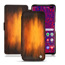 Housse cuir Samsung Galaxy S10+ - Rabat horizontal - Fauve Patine - NOREVE