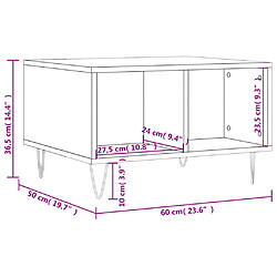 vidaXL Table basse Gris béton 60x50x36,5 cm Bois d'ingénierie pas cher