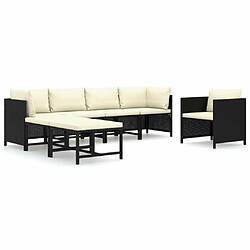 Maison Chic Salon de jardin 7 pcs + coussins - Mobilier/Meubles de jardin - Table et chaises d'extérieur Résine tressée Noir -MN47689