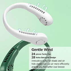 Avis CalmGeek Fan 5 Gears Digital Display Leafless Portable Hanging Neck 2600mAh Large Capacity Lazy Air Conditioner USB Portable Small Fan (Green)