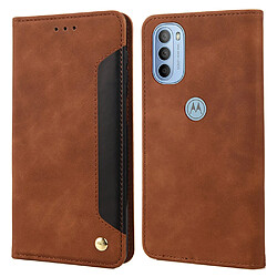 Etui en PU antichoc avec support marron pour votre Motorola Moto G51 5G