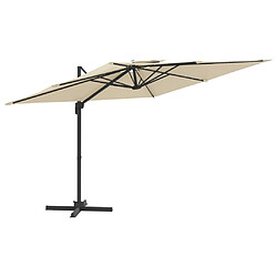 Helloshop26 Parasol meuble de jardin cantilever à double toit blanc 400 x 300 cm sable 02_0008152