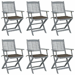 Maison Chic Lot de 6 Chaises pliables d'extérieur avec coussins | chaises de jardin | Fauteuil Relax Bois d'acacia -GKD98490