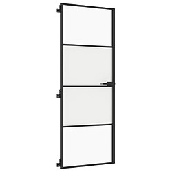 Acheter vidaXL Porte intérieure mince noir 76x201,5 cm verre trempé aluminium