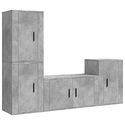 Maison Chic Ensemble de meubles TV 4 pcs pour salon - Gris béton Bois d'ingénierie -MN39466