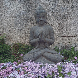 Jardinex Statue bouddha ass... 45 cm - Gris anthracite