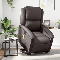 Maison Chic Fauteuil Relax pour salon, Fauteuil inclinable de massage électrique marron foncé -GKD19050