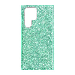 Avizar Coque Samsung Galaxy S22 Ultra Paillette Amovible Silicone Semi-rigide vert