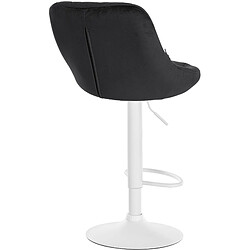 Acheter Decoshop26 Tabouret de bar en velours noir coutures décoratives pivotant support métal blanc TDB10661