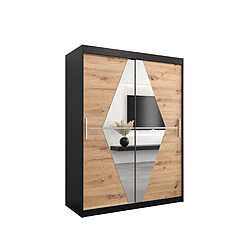 Abiks Meble Armoire Boliwia à portes coulissantes 200/150/62 2 portes (noir/artisan)